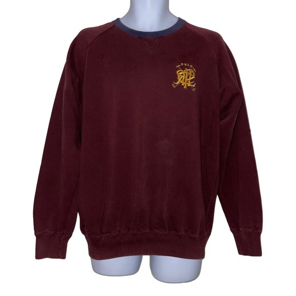 Ralph Lauren Other - Vintage Ralph Lauren Rugby Polo Sweatshirt Mens L Burgundy Well Worn Embroidered